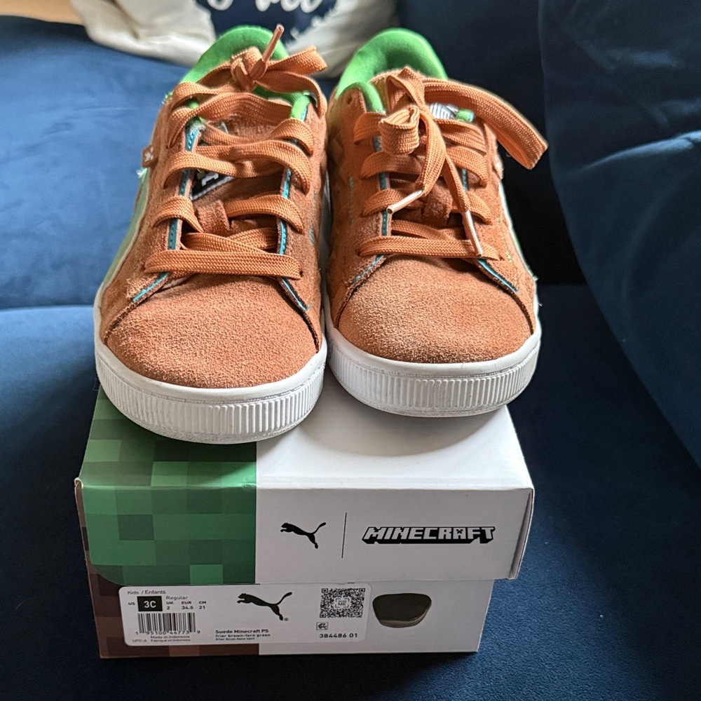 Puma Kids Sneakers in Orange and Green - Minecraft